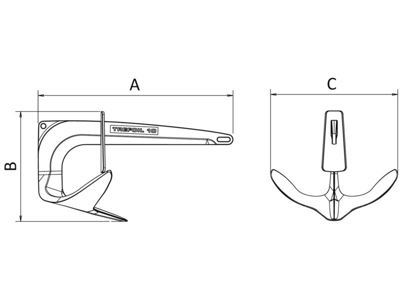 Musone di prua + ancora Trefoil® con sistema di chiusura anti acqua