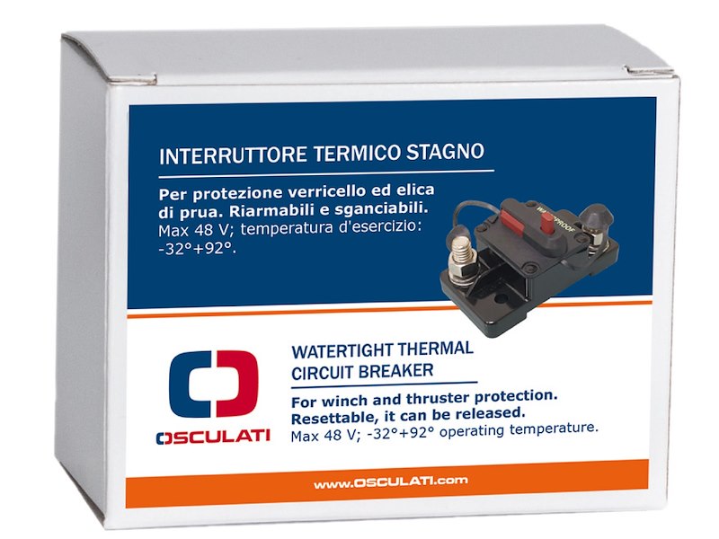 Interruttore magnetotermico stagno di protezione per verricello, elica di prua e passerella