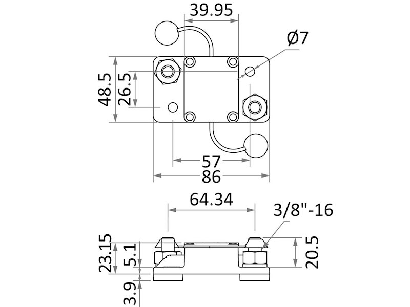 Interruttore magnetotermico stagno di protezione per verricello e elica di prua