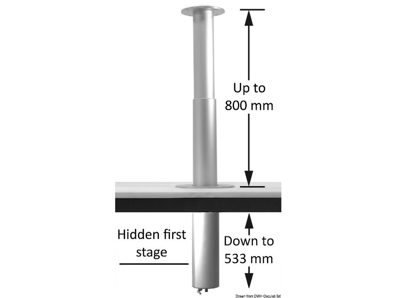 Gamba tavolo elettrica 2 stadi a scomparsa totale