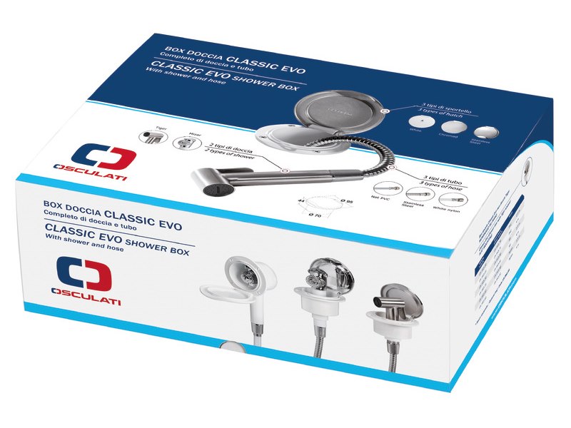 Box doccia Classic Evo a parete con doccia a pulsante Mizar