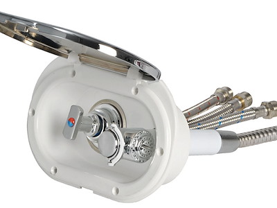 Box doccia Oval con miscelatore e doccia a pulsante Mizar