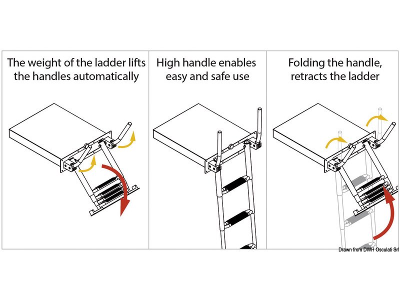 Scaletta a scomparsa per plancetta 4 gradini 