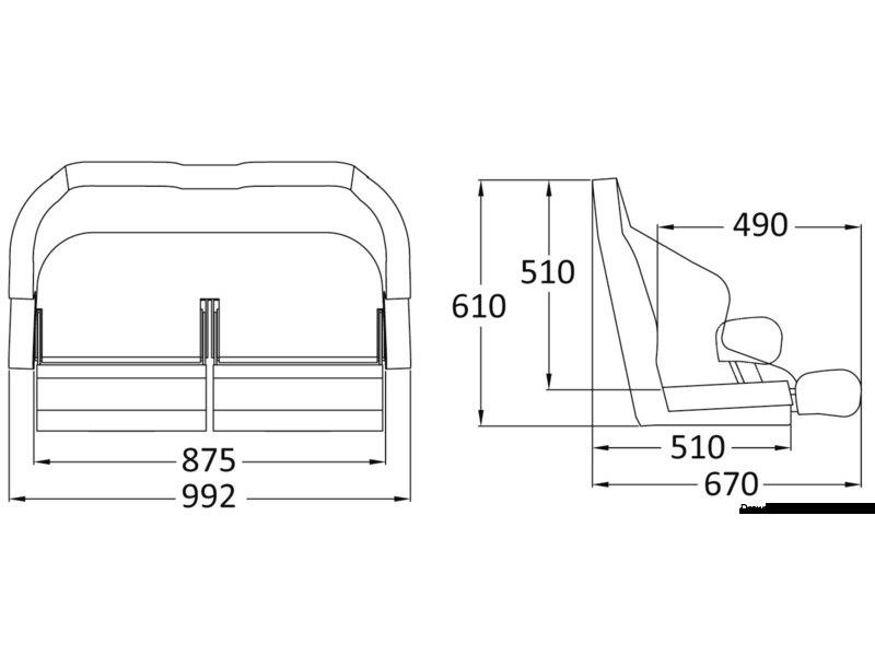 Doppio sedile anatomico imbottito con flip up H99