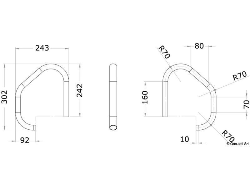 Maniglia di risalita a sezione ovale
