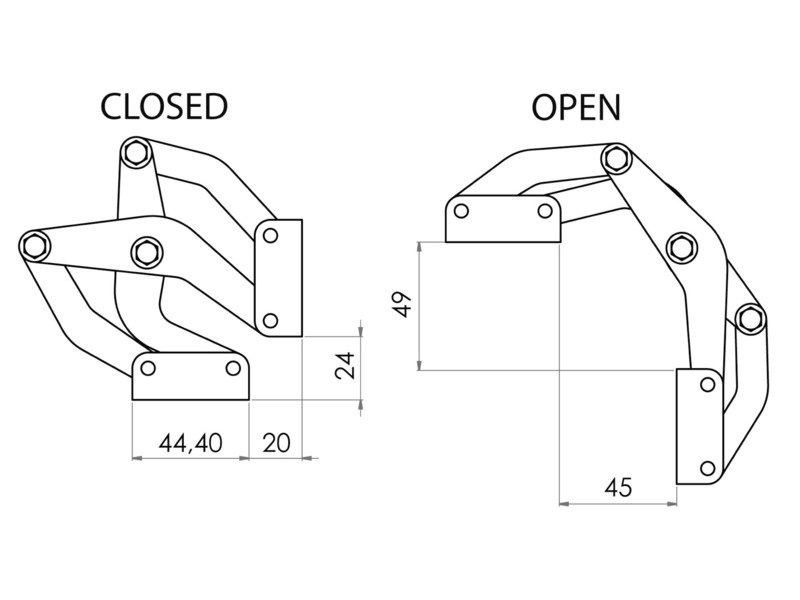 Cerniera a ragno 90°-270° 