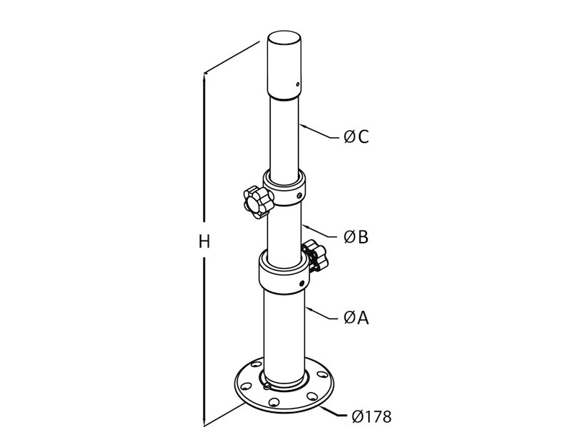 Gamba tavolo in alluminio Thread Lock per tavoli 48.417.50/51/52/54
