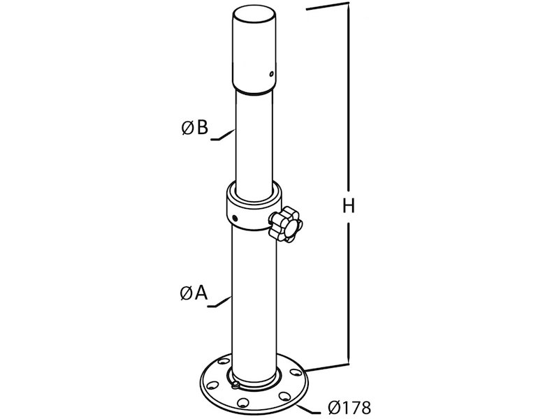 Gamba tavolo in alluminio Thread Lock per tavoli 48.417.50/51/52/54