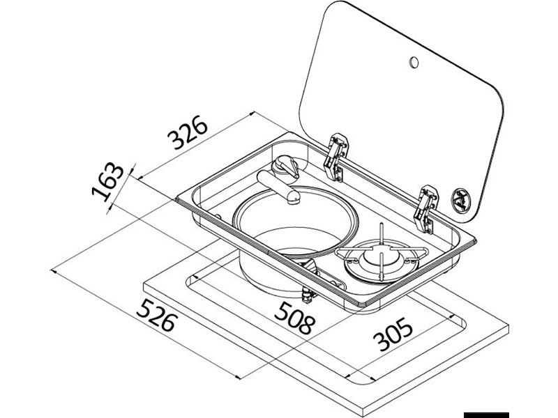 Piani cottura con in acciaio coperchio in vetro