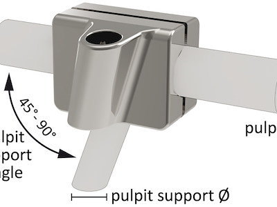 Base di fissaggio su pulpito in acciaio inox sistema Mickey