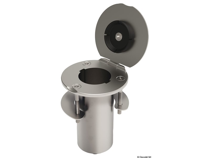 Boccola da incasso per palo in carbonio con coperchio a cerniera