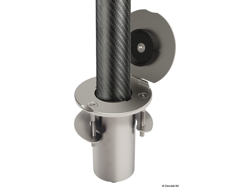 Boccola da incasso per palo in carbonio con coperchio a cerniera