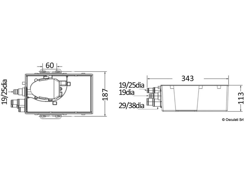Pozzetto di raccolta acque grigie ATTWOOD MK2 completo di pompa automatica