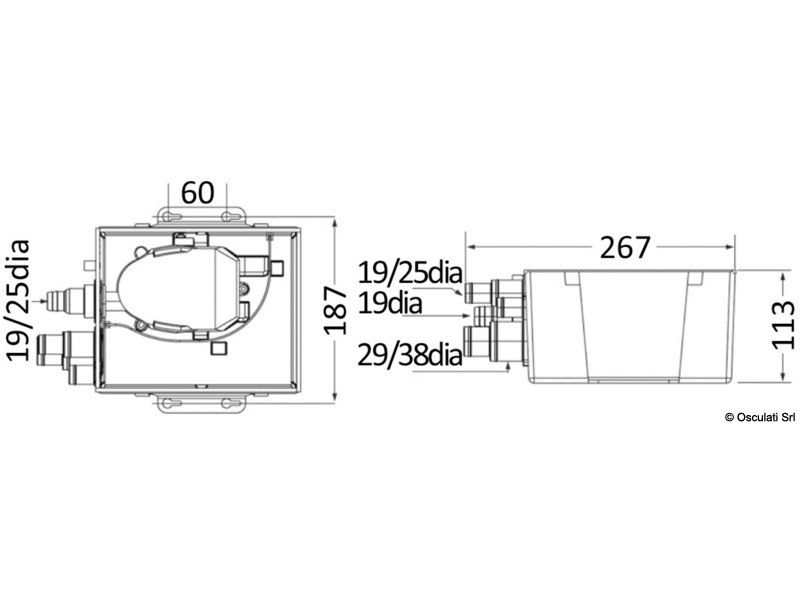 Pozzetto di raccolta acque grigie ATTWOOD MK2 completo di pompa automatica