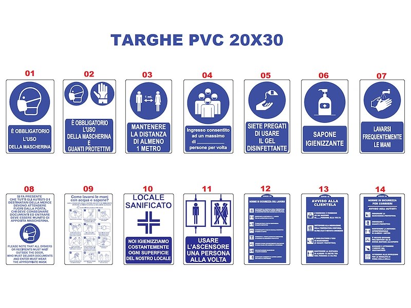 TARGHE SEGNALETICHE COVID-19 20X30 PVC
