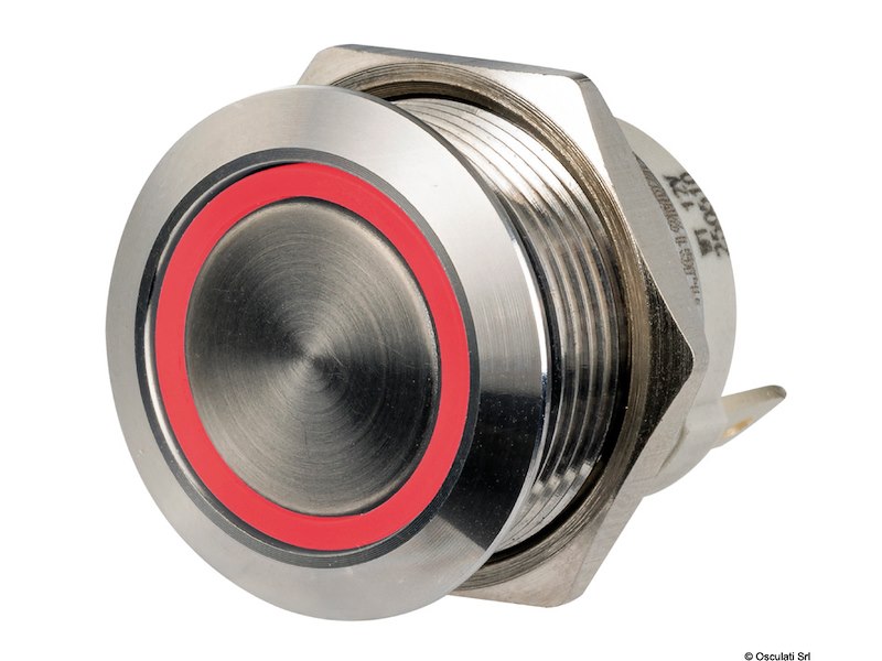 Interruttori Pushpull a basso profilo in acciaio inox 12/24V 20 A