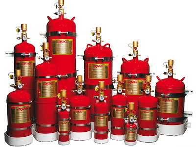 Estintori orizzontali FIREBOY ad agente pulito con attivazione manuale/automatica