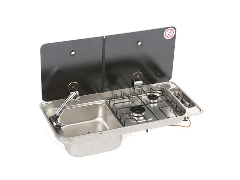 FORNELLO 2 FUOCHI + LAVELLO CON COPERCHIO VETRO