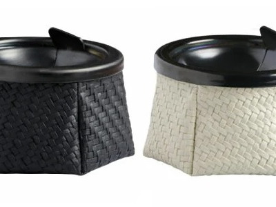 POSACENERE ANTIVENTO RATTAN ANELLO BLACK