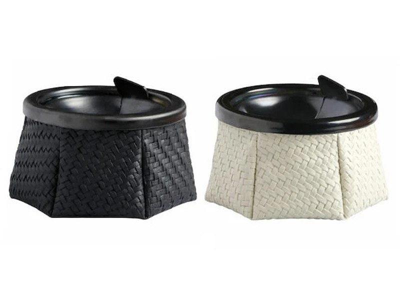 POSACENERE ANTIVENTO RATTAN ANELLO BLACK