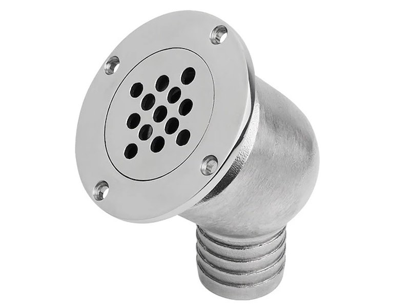 OMBRINALE DI SCARICO INOX a 90° COLLO LARGO