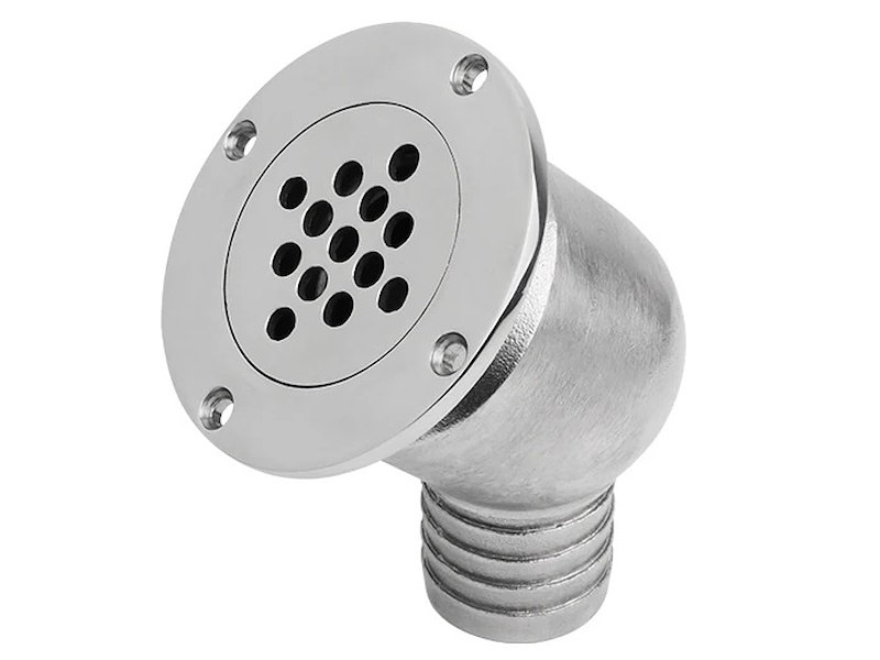 OMBRINALE DI SCARICO INOX a 90° COLLO LARGO