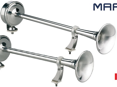 TROMBA SINGOLA A CORNO ACCIAIO INOX