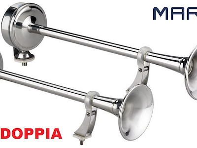 TROMBA EMX DOPPIA A CORNO ACCIAIO INOX