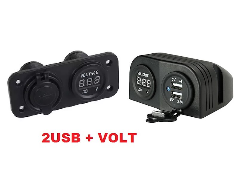 PRESA 2 USB + VOLTMETRO