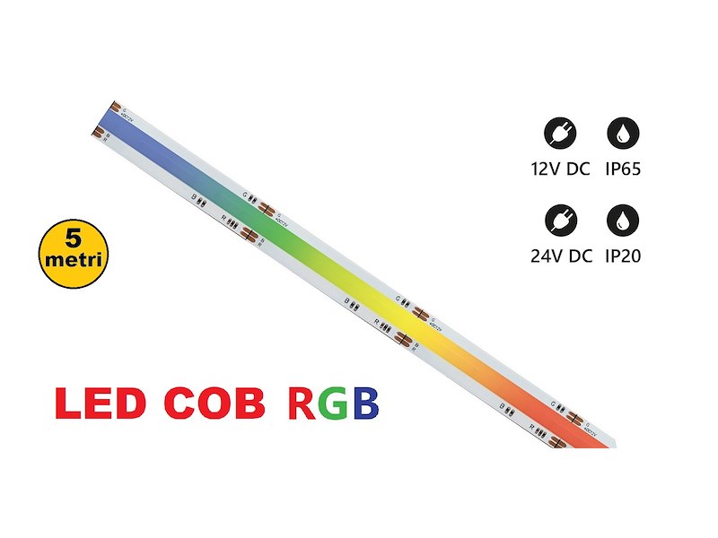STRISCE LED C.O.B RGB 12 o 24V DIMMERABILI