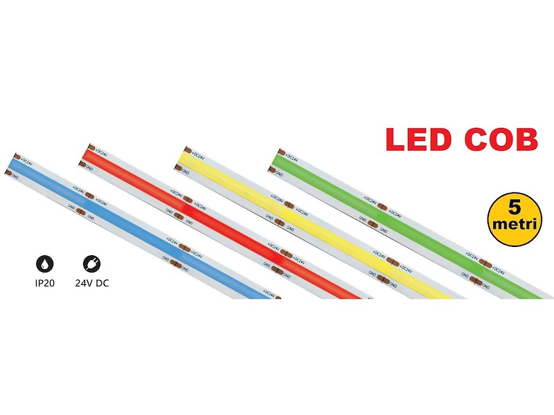 STRISCE LED C.O.B. COLORATE 24V DIMMERABILI