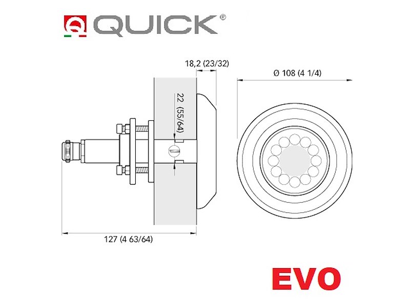 FARETTO SUBACQUEO A LED QUICK EVO 108 PASSASCAFO