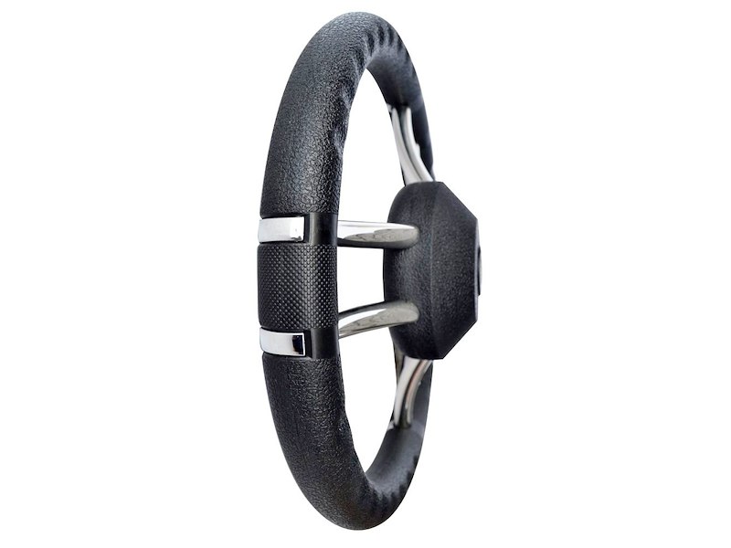 VOLANTE A 6 RAZZE INOX E COPERCHIO IN PELLE
