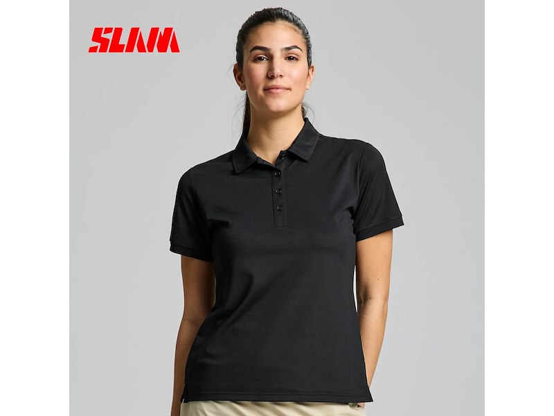 POLO SLAM DONNA TECH PIQUE BLACK
