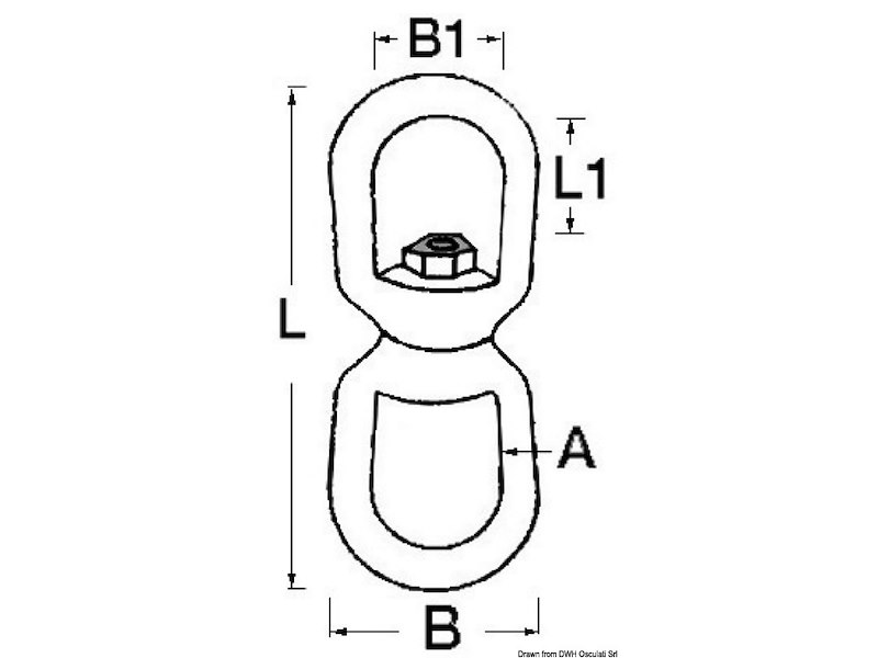 Girella in acciaio zincato per catena d’ancora e gavitello
