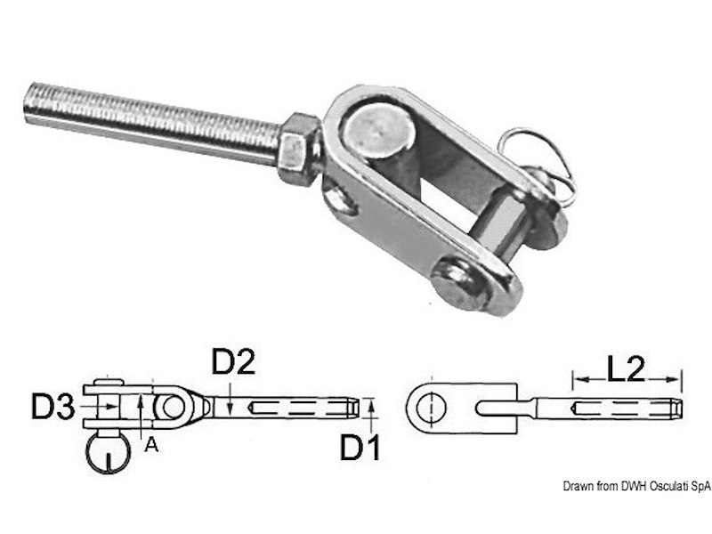 Terminale a pressare in acciaio inox AISI 316