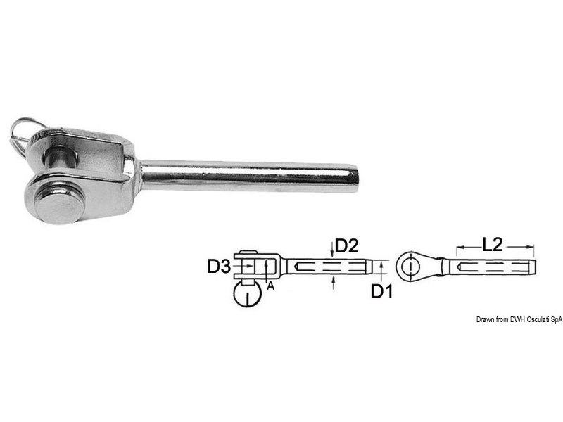 Terminale a pressare in acciaio inox AISI 316
