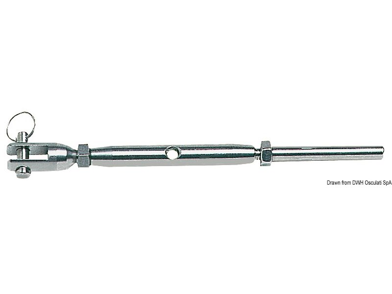 Tenditore tornito dalla barra con terminale a pressare su cavo inox