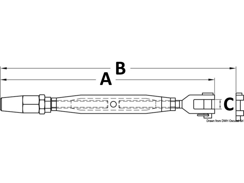 Tenditore con terminale autobloccante