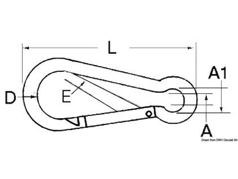 Moschettone in acciaio inox AISI 316 lucidato a specchio