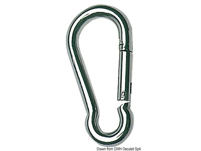 Moschettone in acciaio inox AISI 316 lucidato a specchio