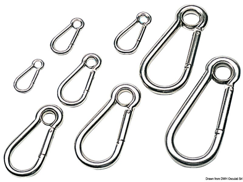 Moschettone in acciaio inox AISI 316 lucidato a specchio