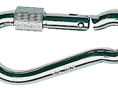 Moschettone in acciaio inox con ghiera di fermo a vite