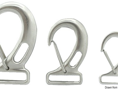 Moschettone in acciaio inox con occhio rettangolare per nastro