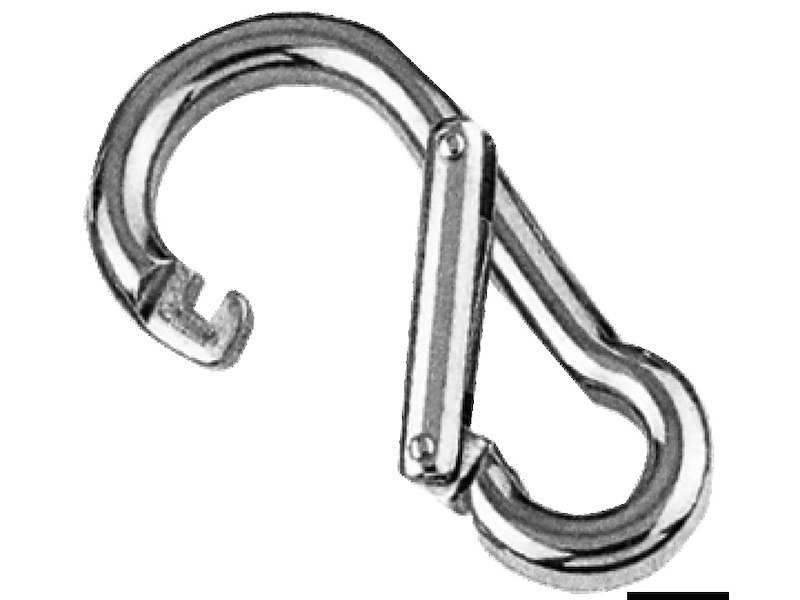Moschettone in acciaio inox con apertura asimmetrica