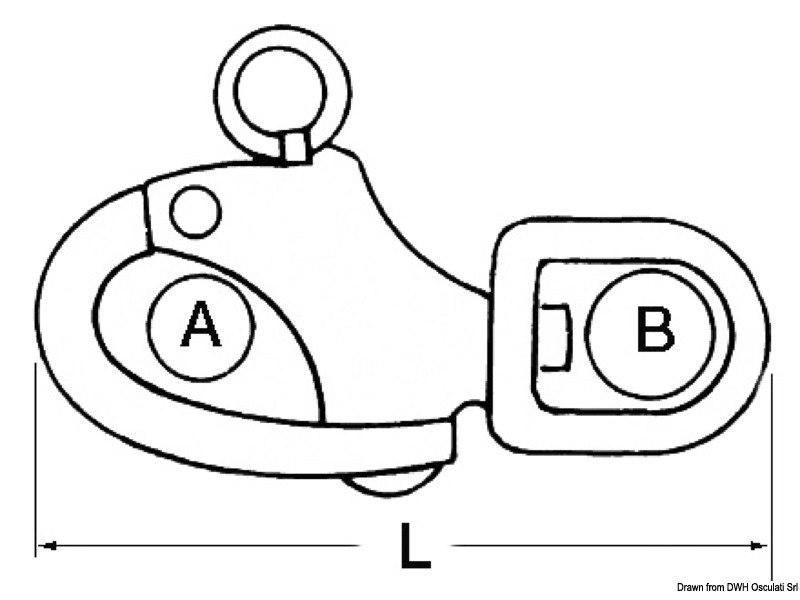 Moschettone in acciaio inox per spinnaker, drizze ed usi vari