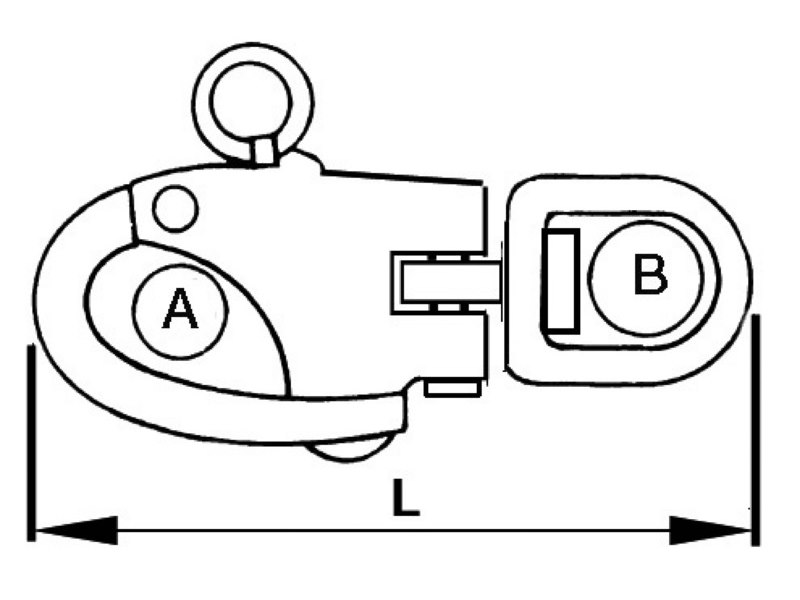 Moschettone doppio snodo in acciaio inox per spinnaker, drizze ed usi vari