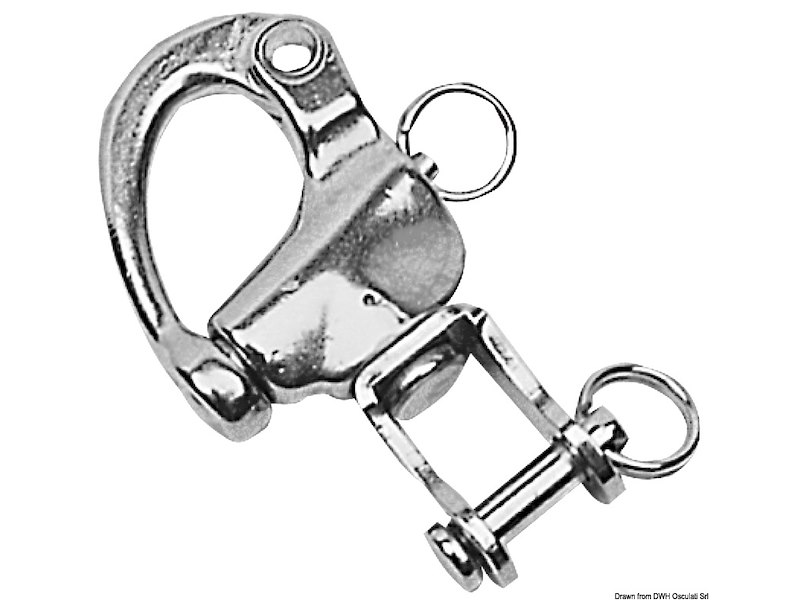 Moschettone in acciaio inox con grillo girevole per spinnaker, drizze ed usi vari