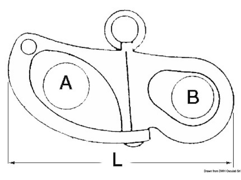 Moschettone in acciaio inox per spinnaker, drizze ed usi generici