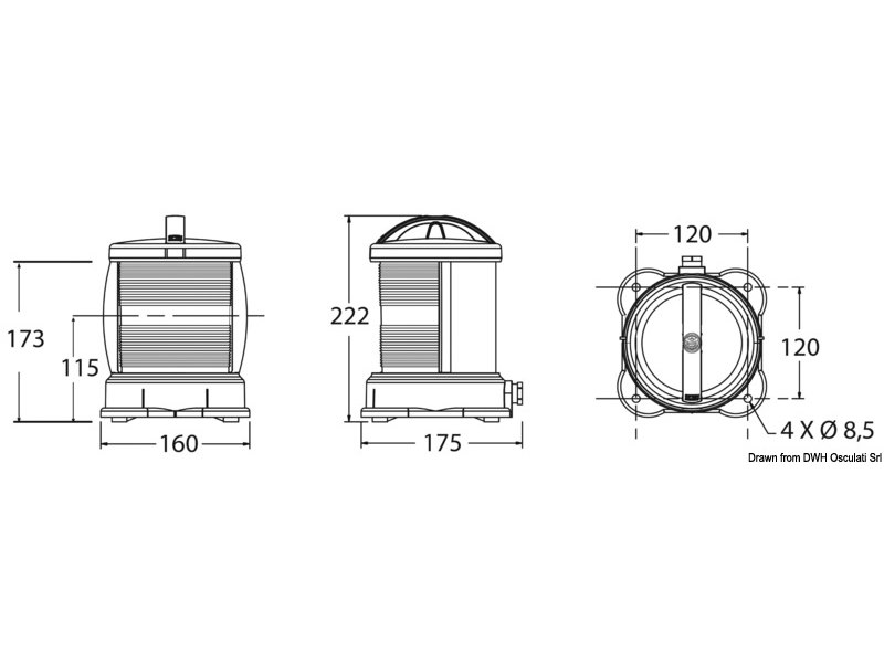 Luci di navigazione per scafi fino a 50 m DHR con omologazione MED 2014/90/EU